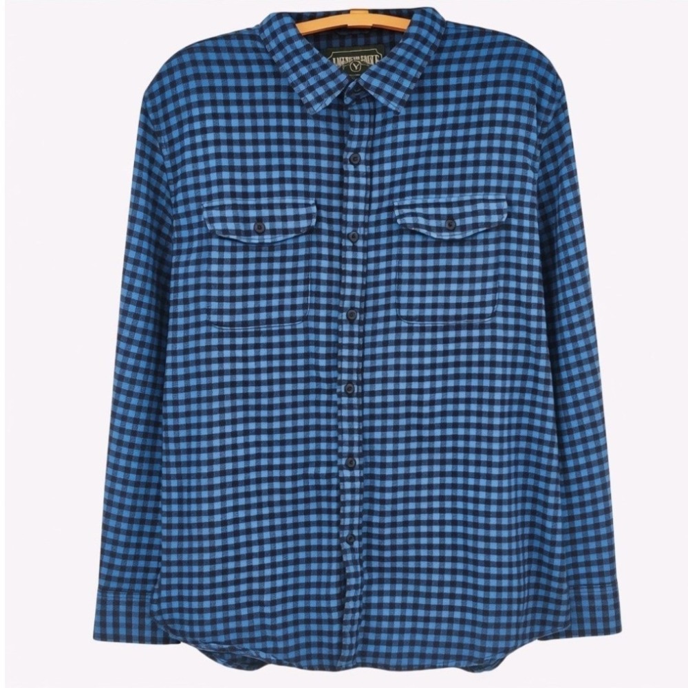 American Eagle Flannel Shirt Mens XL Blue Check Button Up Long‎ Sleeve